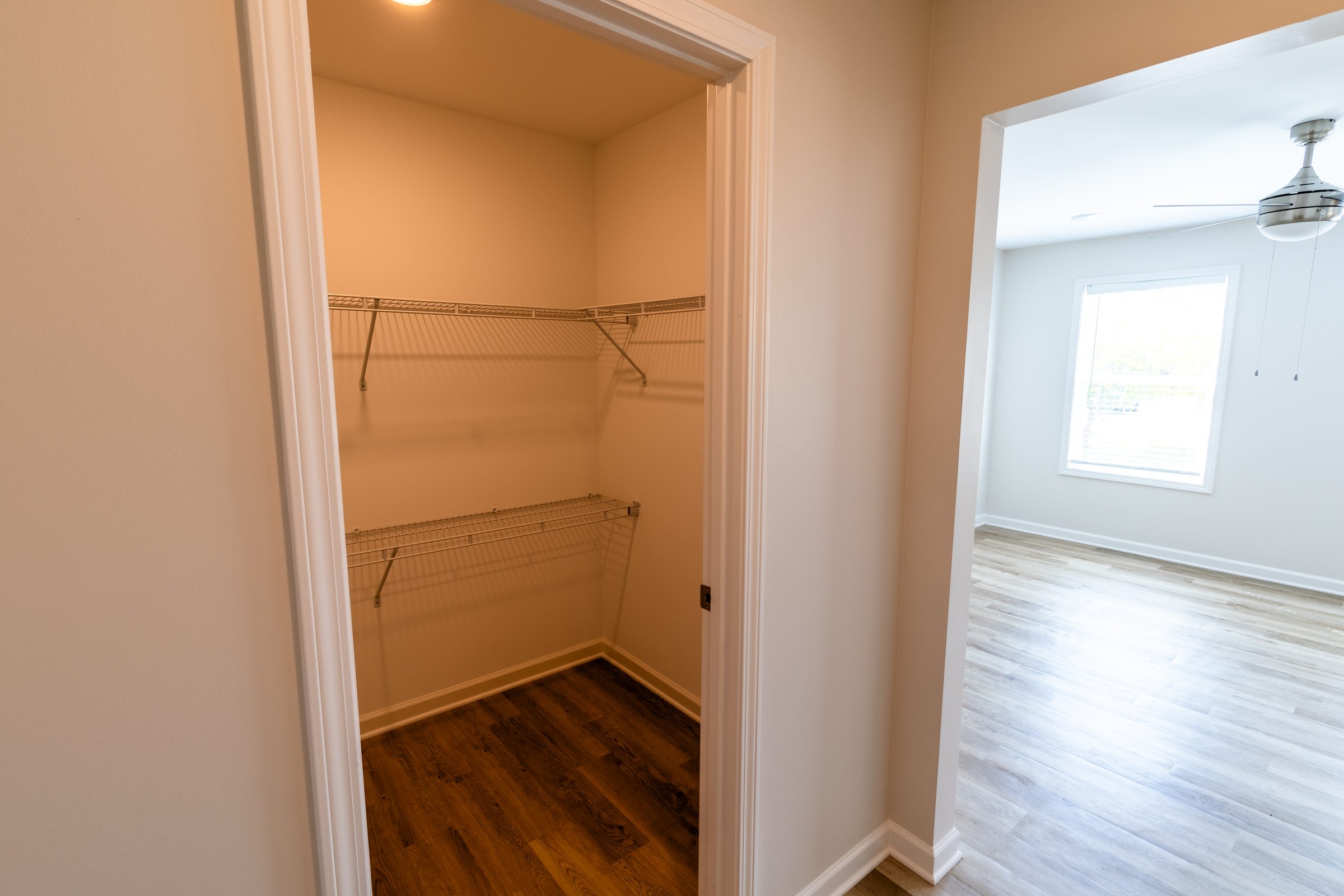 Walk-in closet with built-in shelving